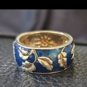 Jeweled Sunflower Black Diamond Made With Yellow Swarovski Crystals Ring Size 10